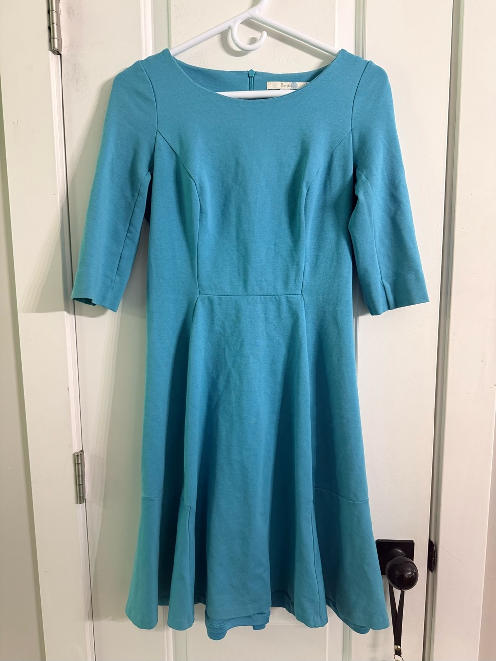 Boden Alice Ponte Fit & Flare Dress Turquoise Scoop Neck US 4R - Picture 2 of 9